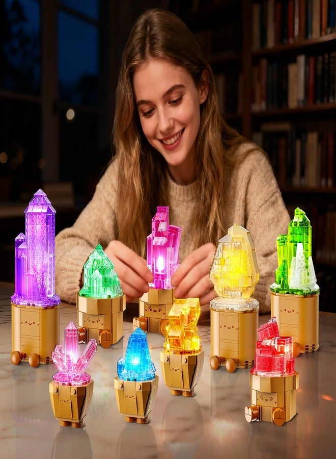 CUBIMANA مجموعة بناء صغيرة من 9 قطع من المعادن من CUBIMANA، مقاس 3.6 مم، للبالغين مع إضاءة LED، 1170 قطعة من مكعبات بناء الزهور والنباتات على شكل بونساي، لعبة لتزيين المنزل والمكتب، هدايا عيد الحب للمراهقات والنساء - Image 4